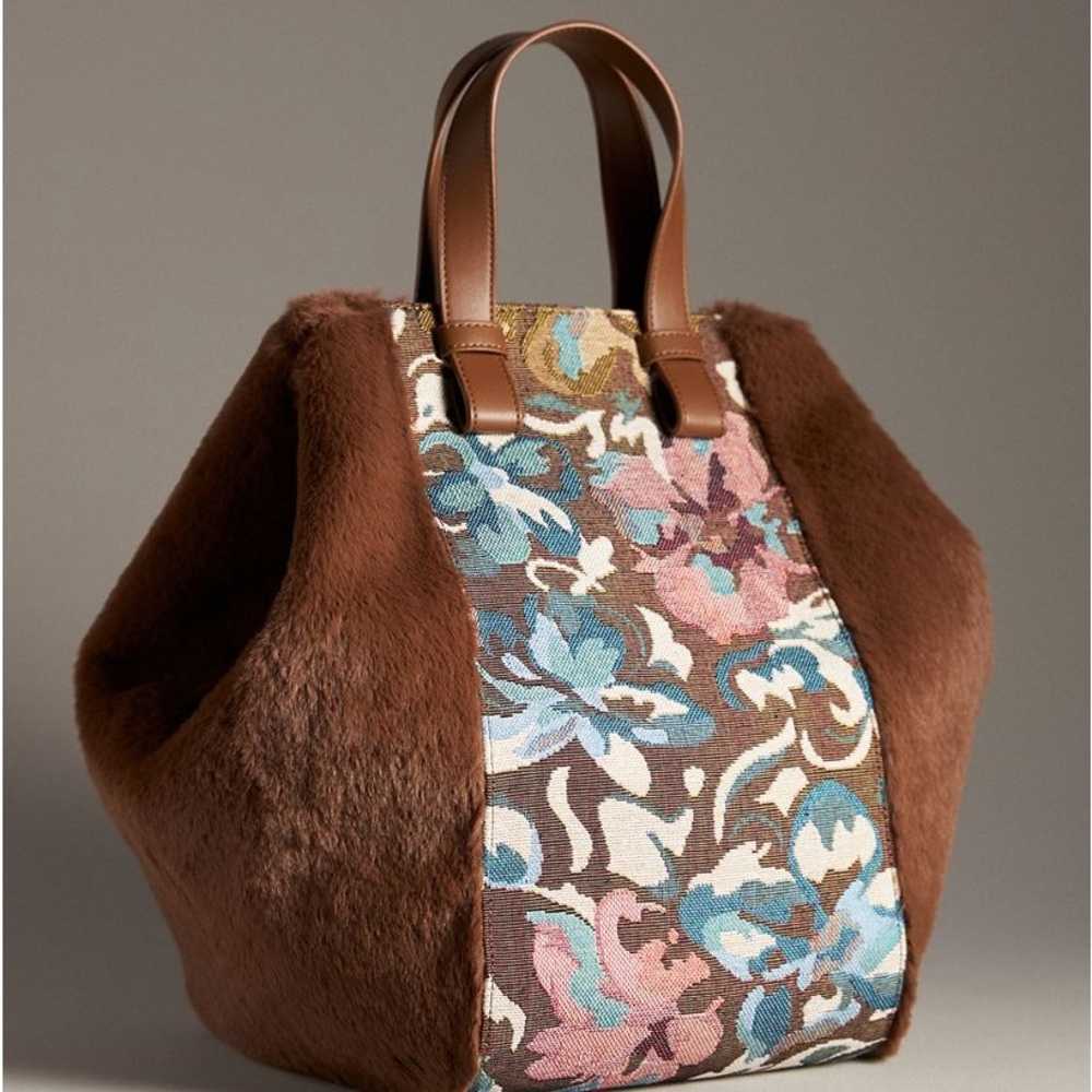 Anthropologie Two Tone Velvet Satchel, Sold Out